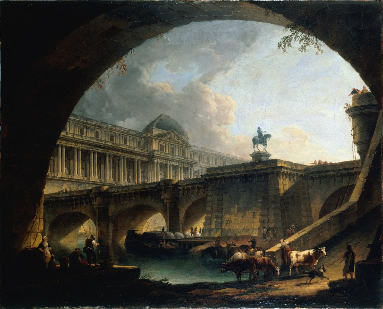 Francuski: Caprice architectural : un palais inspé du Louvre et le Pont-Neuf s