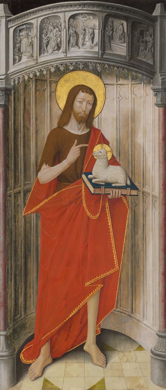 Panele z ołtarza głównego w Charterhouse of Saint-Honoré, Thuison-les-Abbeville: Święty Jan Chrzciciel autorstwa anonymous 