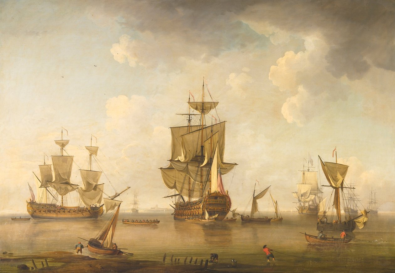Ludzie wojny w porcie autorstwa attributed to Charles Brooking