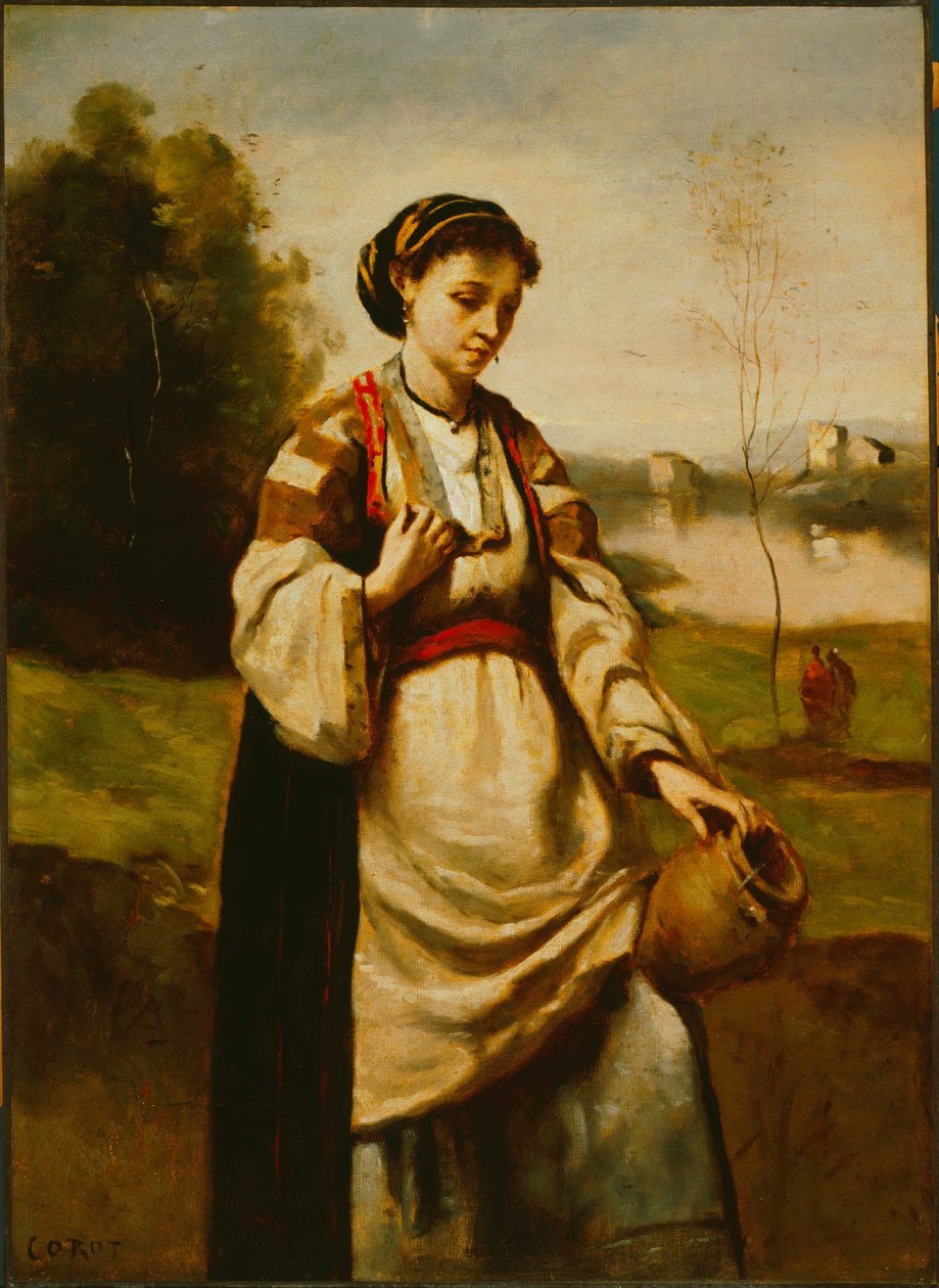 Kobieta z dzbanem na wodę autorstwa Jean Baptiste Camille Corot