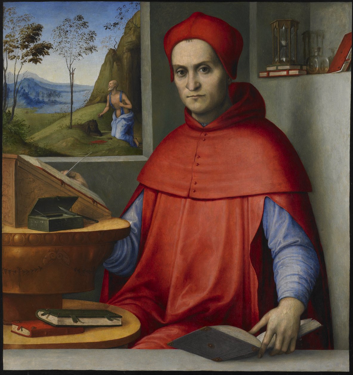 Portret kardynała w jego gabinecie autorstwa attributed to Lorenzo Costa