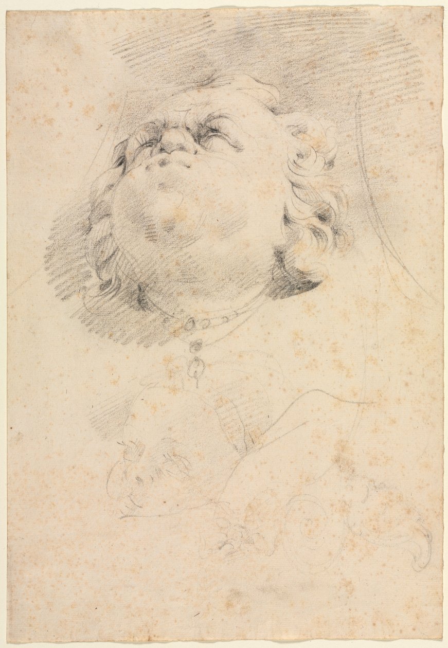Szkic głów po fontannie Neptuna Giambologna autorstwa attributed to Christophe Veyrier