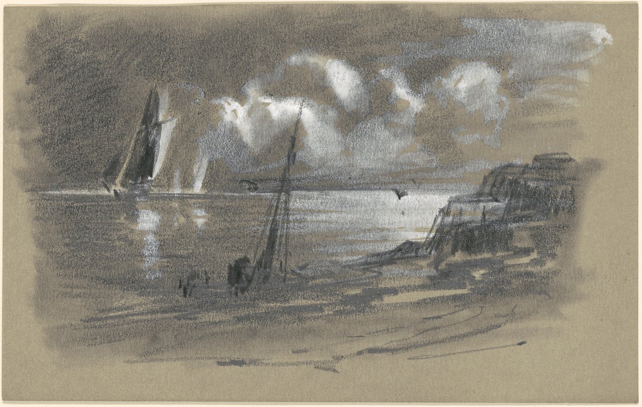 Seacoast by Moonlight [odbyt] autorstwa attributed to Edward Moran