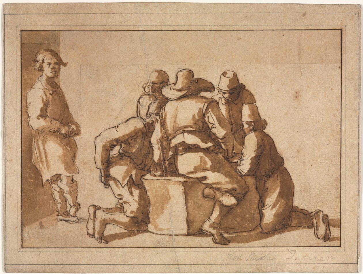 Scena rodzajowa młodych mężczyzn grających w grę autorstwa attributed to Frederico Zuccaro