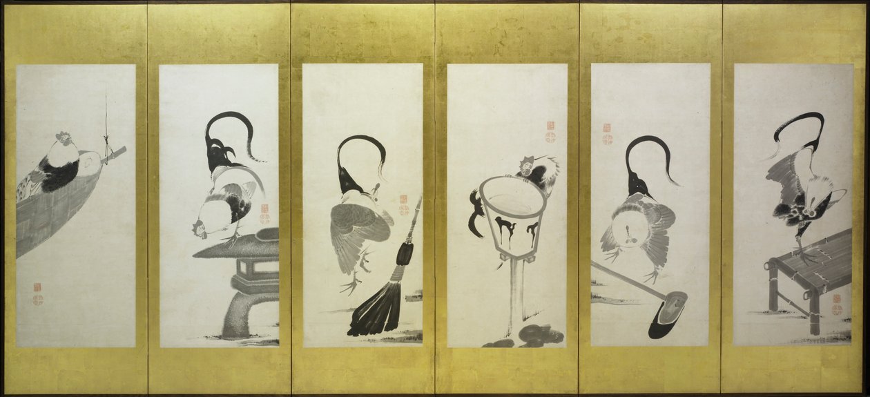 Koguty i Kury autorstwa attributed to Itō Jakuchū