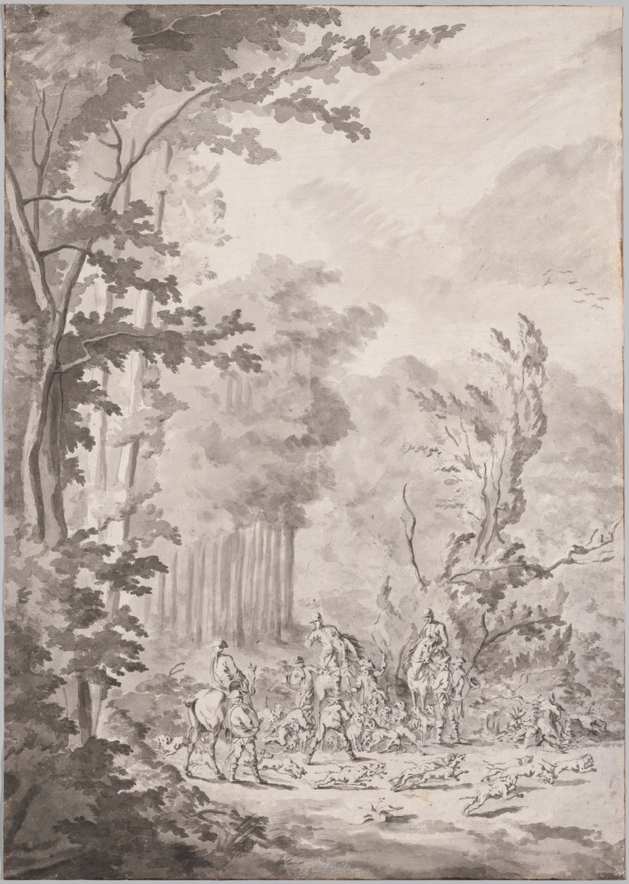 Polowanie w Marly autorstwa attributed to Jean Baptiste Martin, Le Vieux
