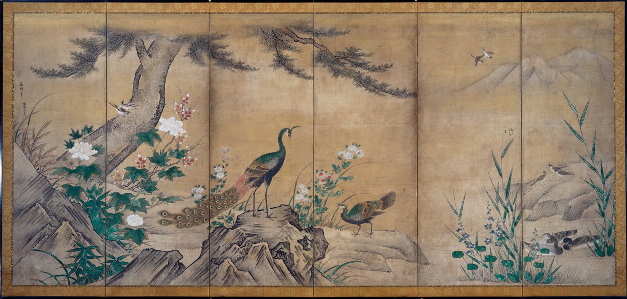 Ptaki i Kwiaty autorstwa attributed to Kano Mitsunobu