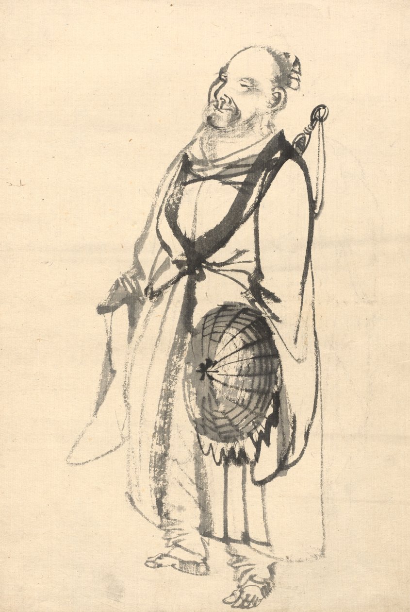 Wędrujący pustelnik autorstwa attributed to Kono Bairei