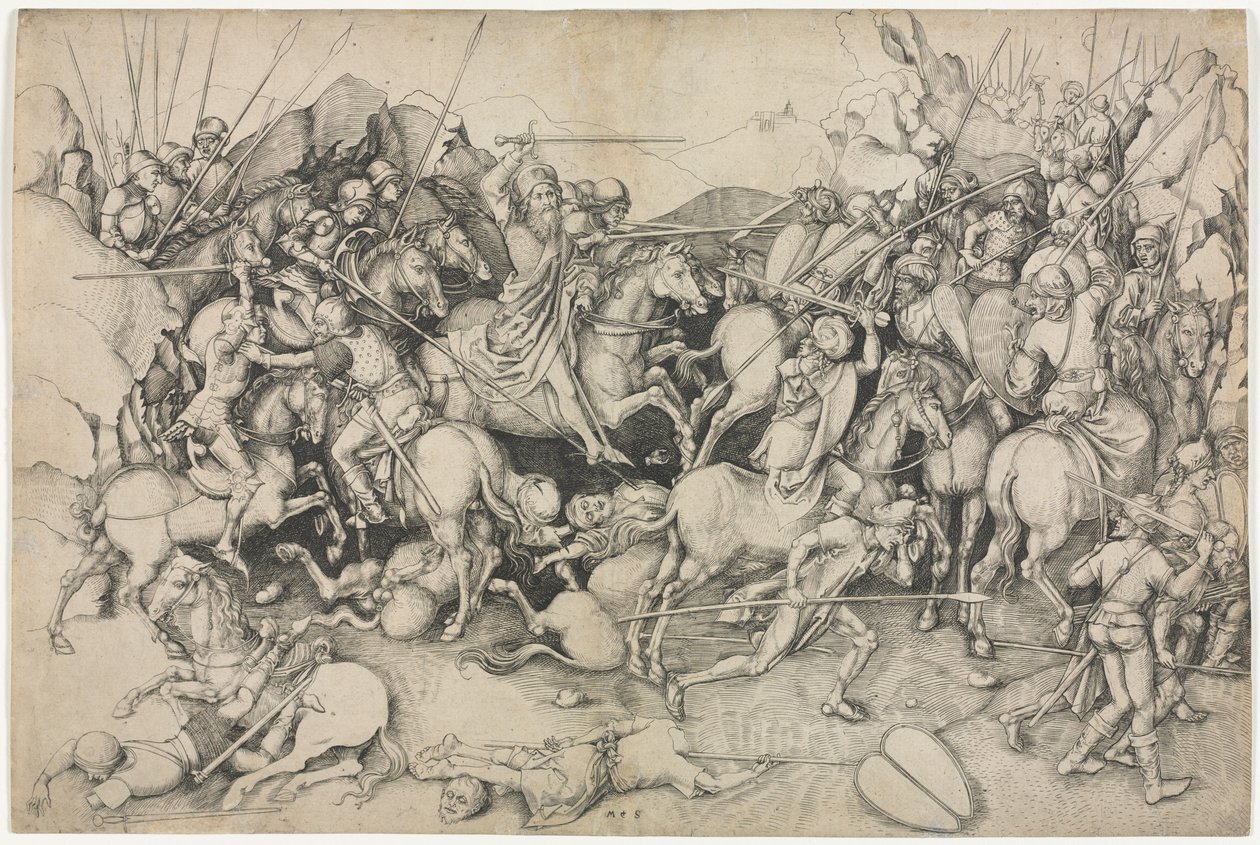 Bitwa św. Jakuba Większego w Clavijo autorstwa attributed to Martin Schongauer