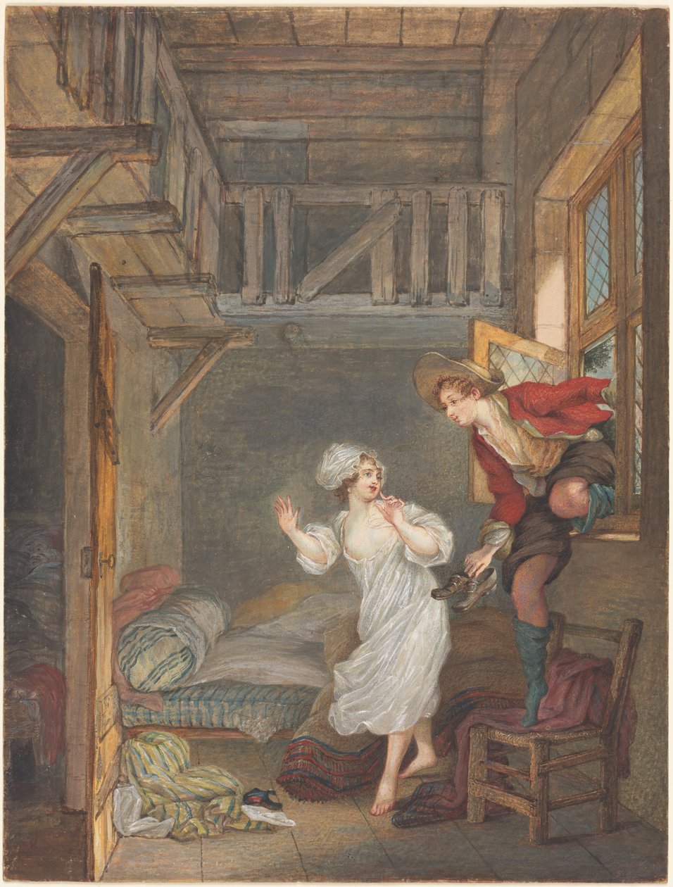 Wizyta kochanka autorstwa attributed to Pierre Antoine Baudouin