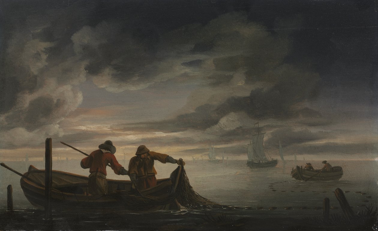 Scena ujścia z rybakiem autorstwa attributed to Rafel Govertsz. Camphuysen