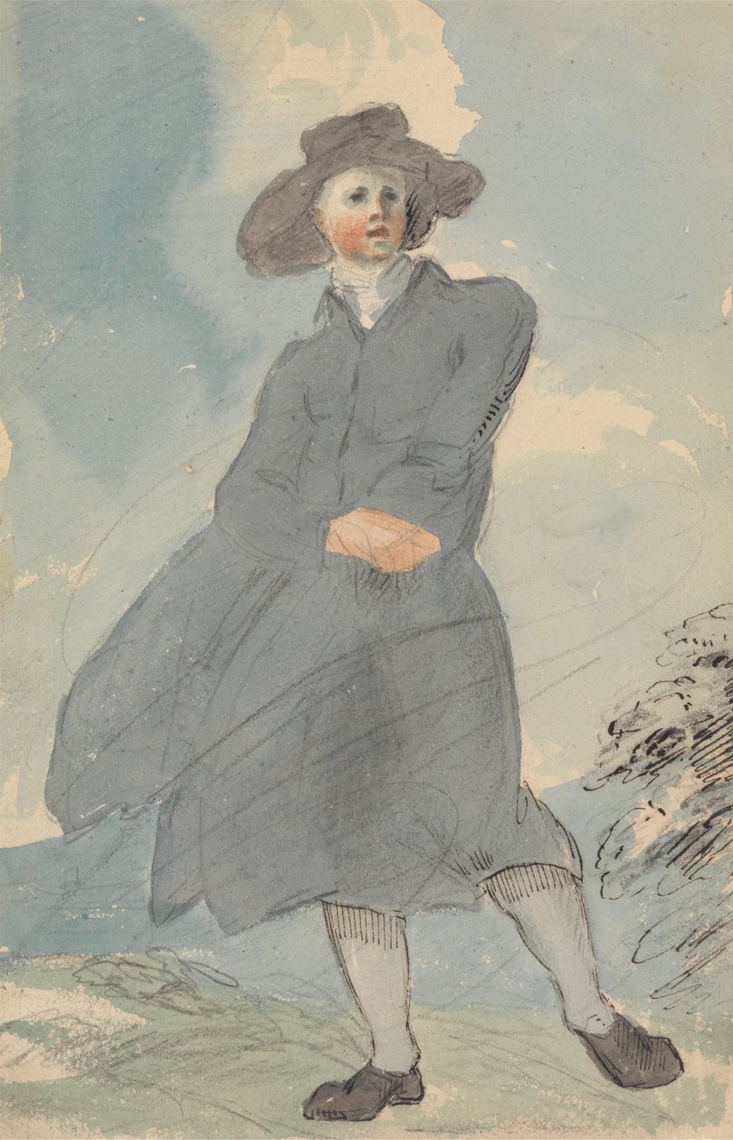 Mężczyzna w niebieskim płaszczu autorstwa attributed to Thomas Barker