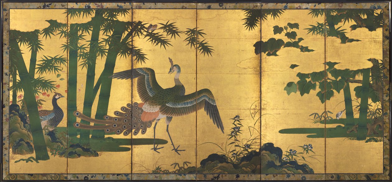 Pawie i Bambus autorstwa attributed to Tosa Mitsuyoshi