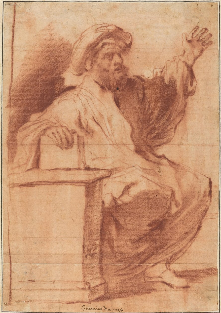 Siedzący prorok autorstwa called Guercino Follower of Giovanni Francesco Barbieri