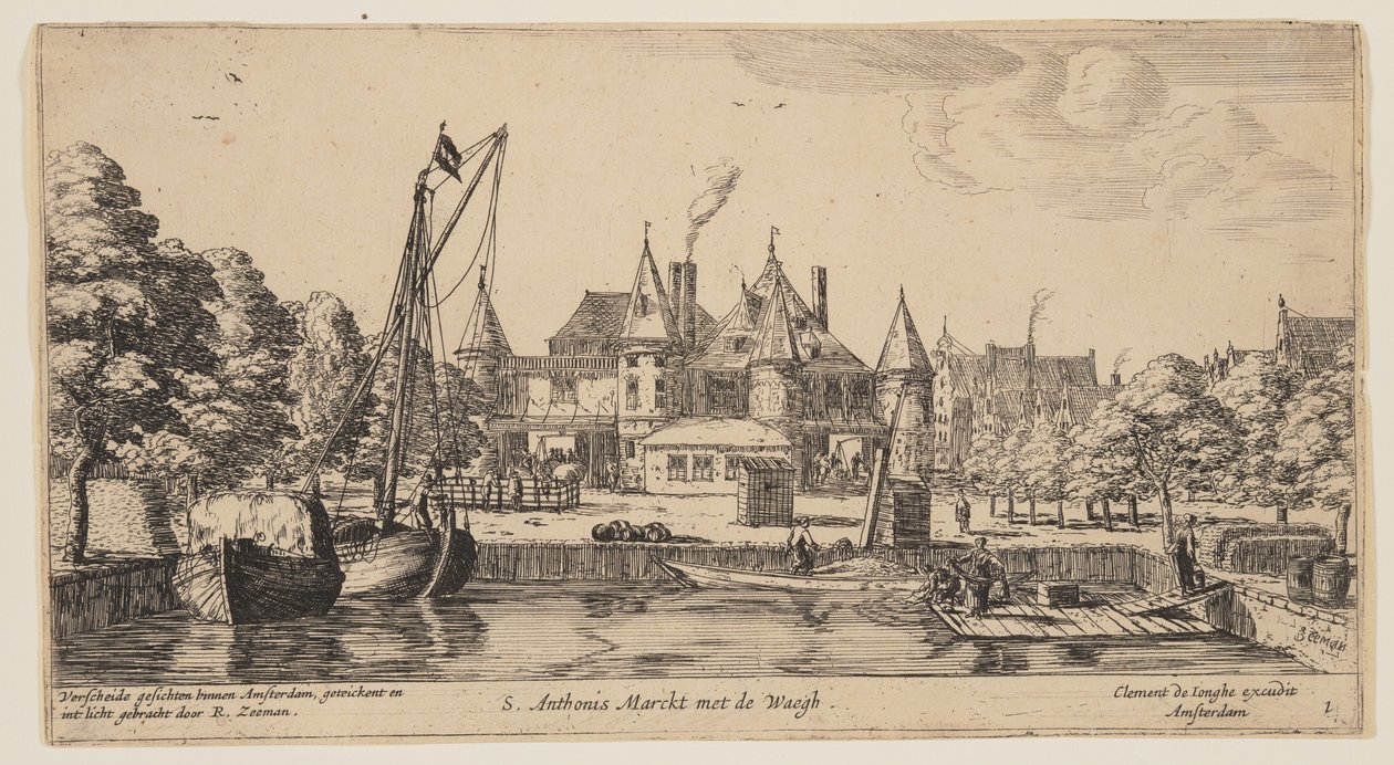 S. Anthonis Marckt met de Waegh, z Widoki Amsterdamu autorstwa called Zeeman Reinier Nooms