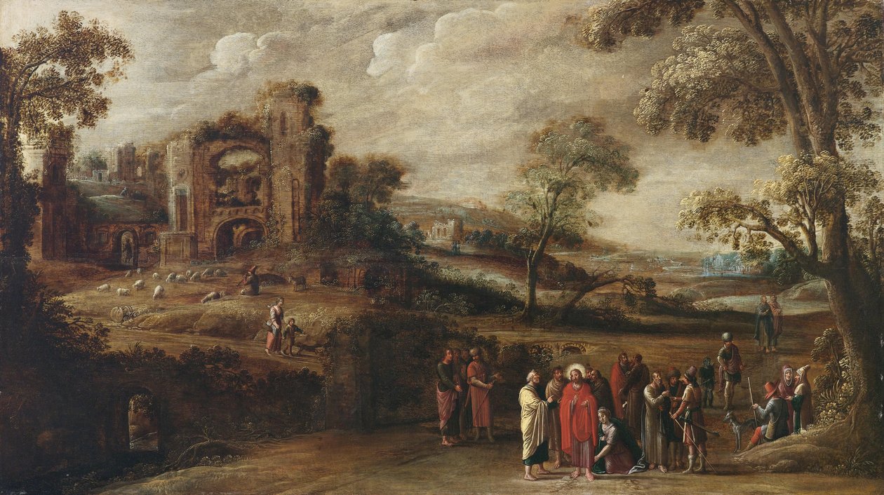 Chrystus uzdrawia krwawą kobietę autorstwa circle of Simon Jordaens