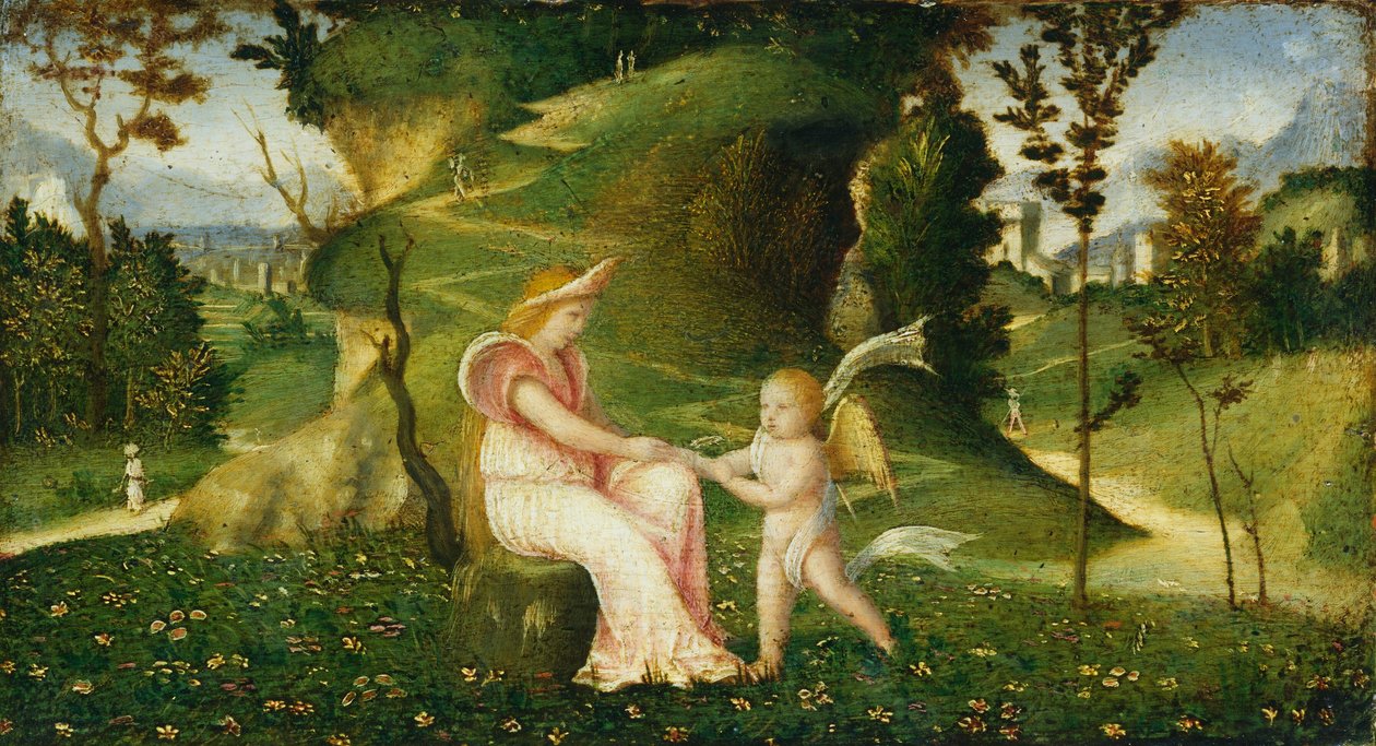 Wenus i Kupidyn w krajobrazie autorstwa circle of Giorgione