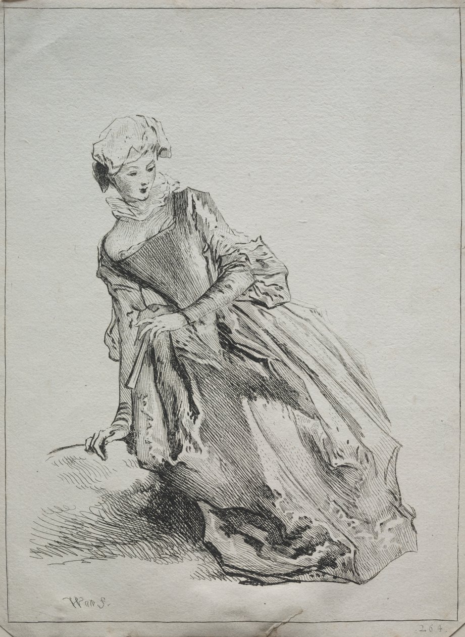 Kobieta siedząca autorstwa copy after Jean Antoine Watteau