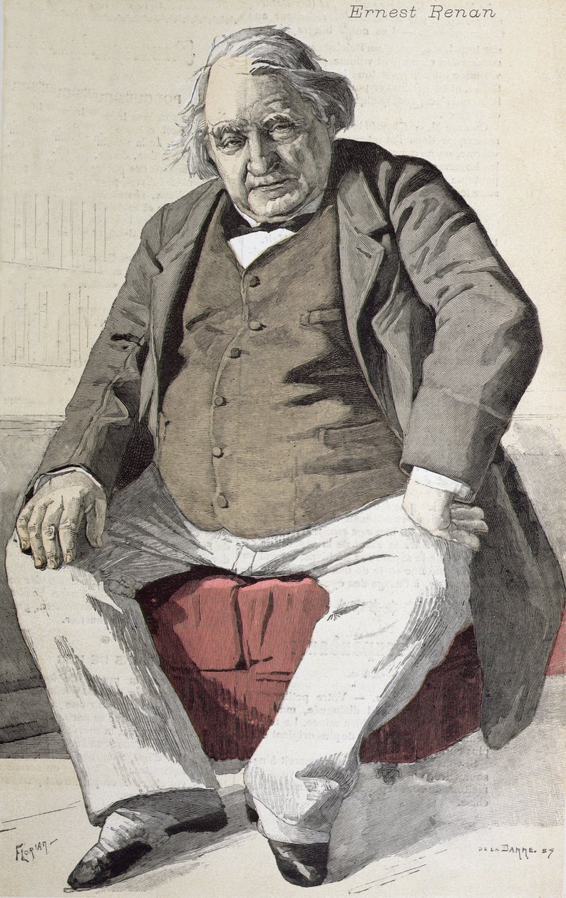 Portret Ernesta Renana (1823-92), z "La Revue Illustree", wyryty przez Floriana, 15 lipca 1887 (rycina kolorowa) autorstwa de La Barre
