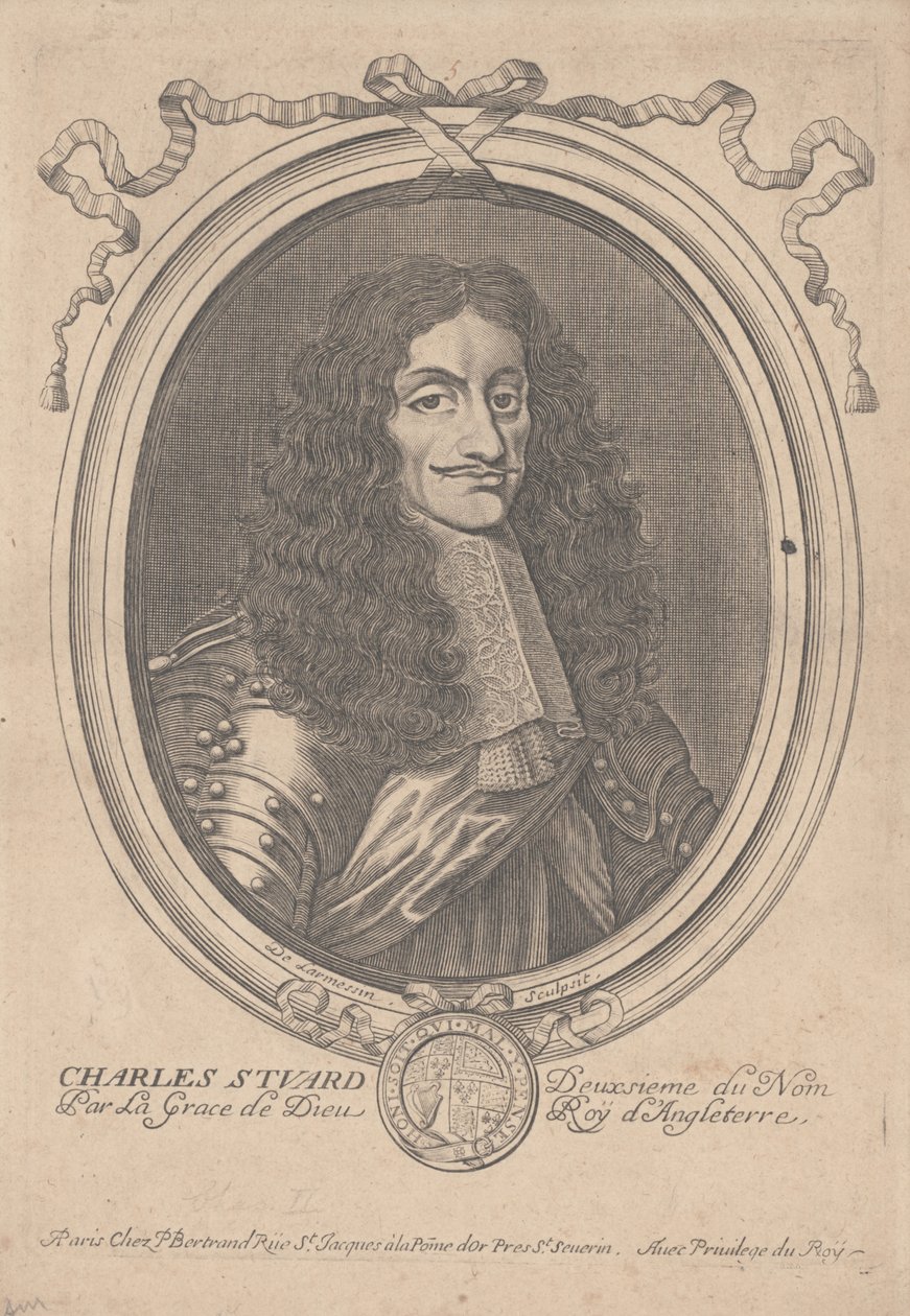 Karol II, król Anglii autorstwa Nicolas II de Larmessin