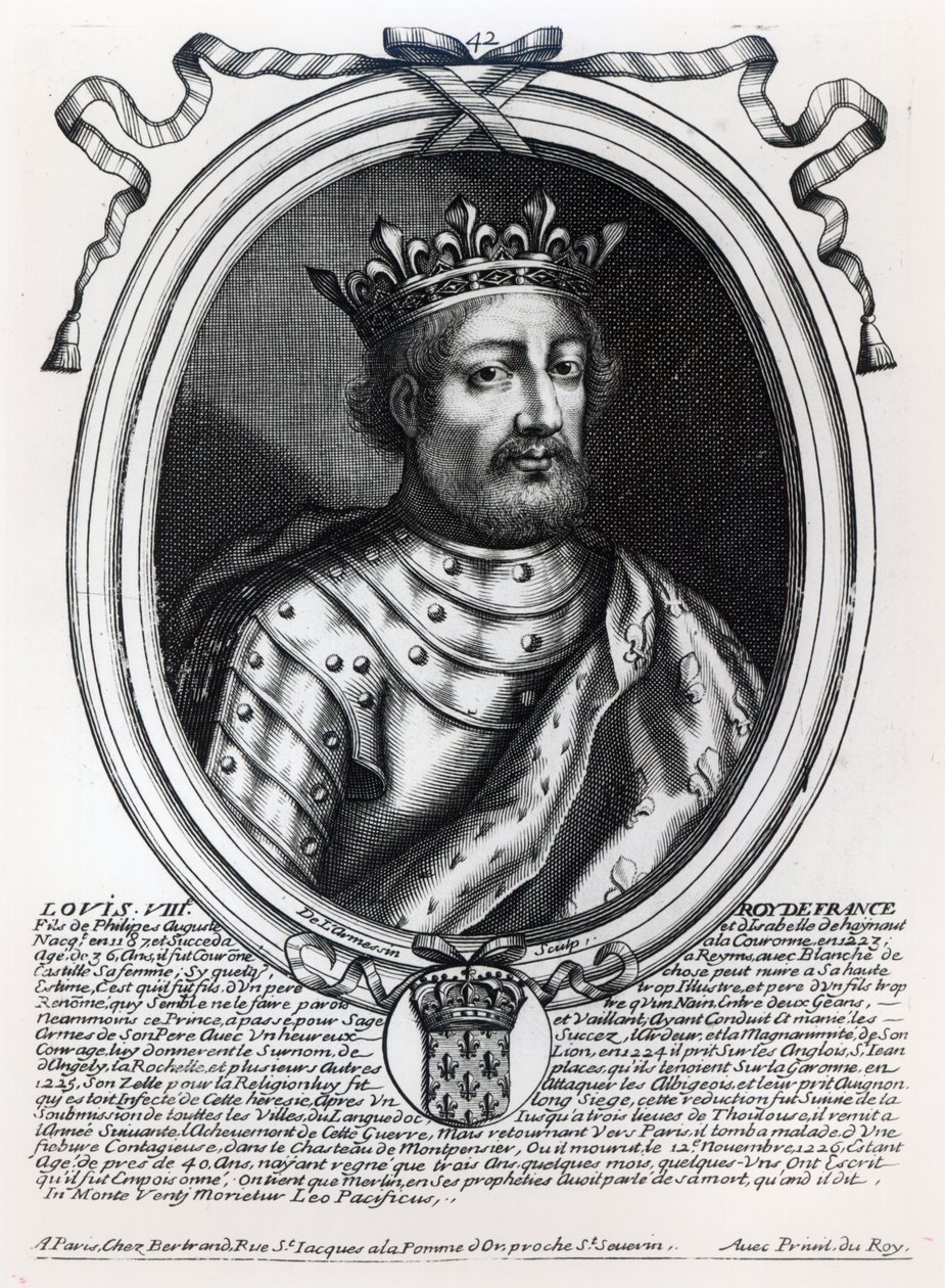 Ludwik VIII (1187-1226) Król Francji, z „Les Augustes Representations de tous les Rois de France od Pharamonda do Ludwika XIV”, Paryż, 1679 autorstwa Nicolas II de Larmessin