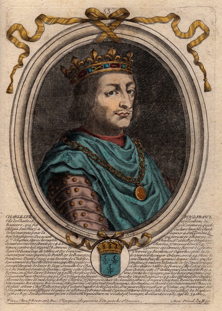 Portret Karola VII (1403-1461) Król Francji - KAROL VII (1403-1461) Król Francji autorstwa de Larmessin