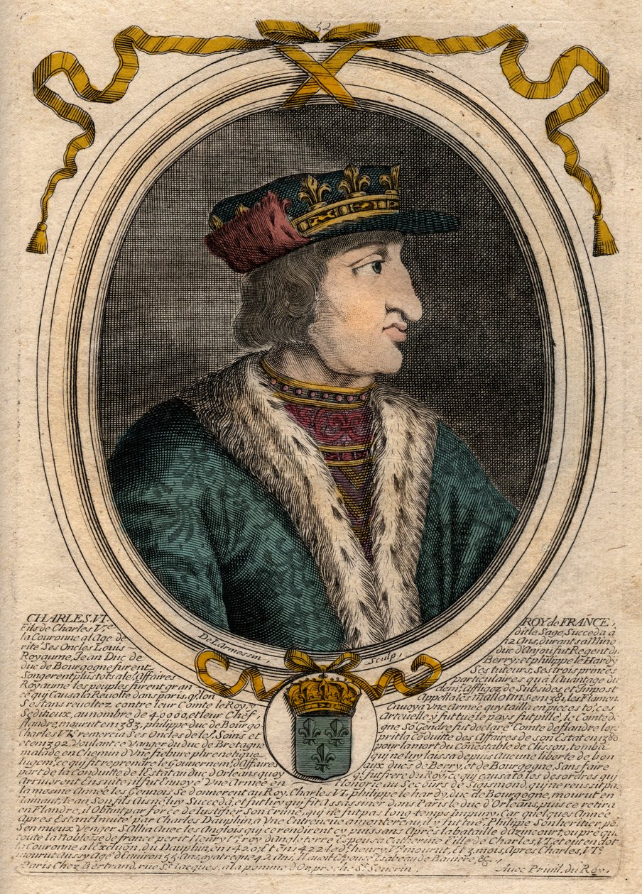 Portret Karola VI (1368-1422), króla Francji - KAROLA VI (1368-1422) króla Francji autorstwa de Larmessin