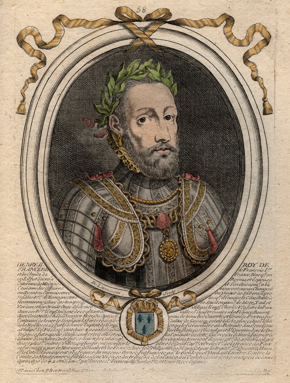 Portret Henryka II (1519-1559) Król Francji - Henryk II (1519-59), król Francji - grawerowanie z 