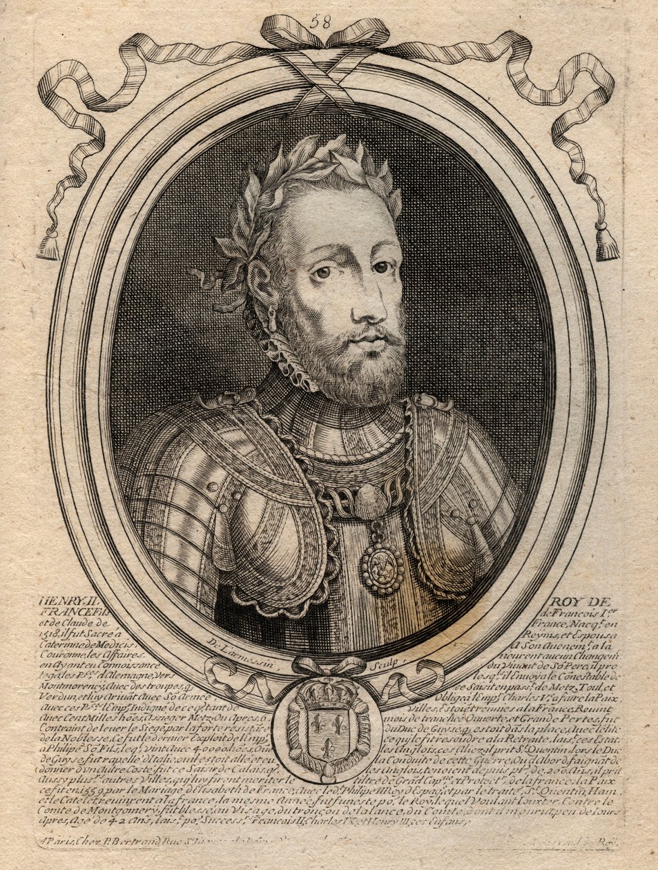 Portret Henryka II (1519 - 1559) Król Francji - Henryk II (1519-59), król Francji - grawerowanie z 