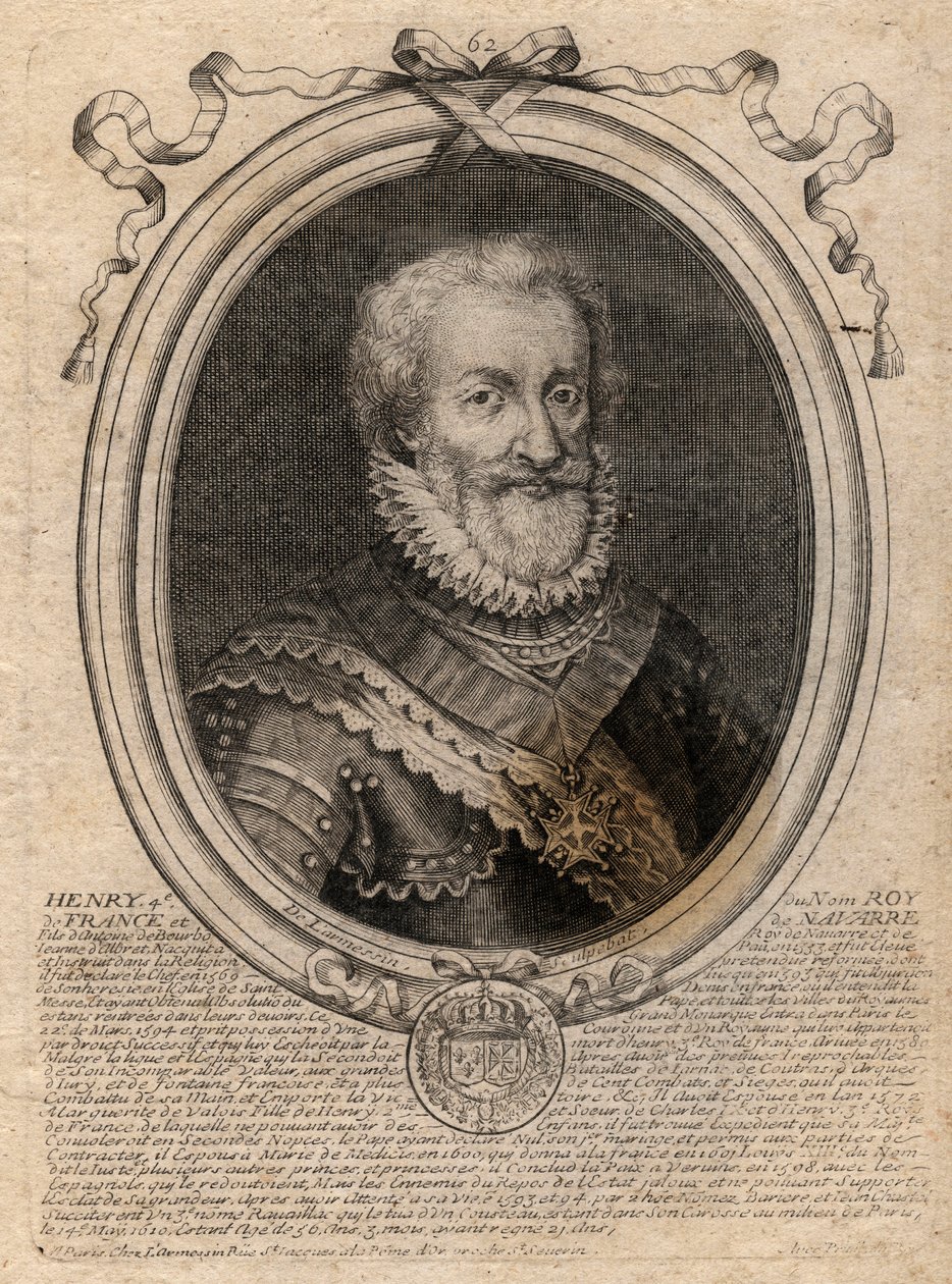Portret Henryka IV (1553-1610) Król Francji - Portret Henryka IV (1553-1610) Król Francji - grawerowanie z 