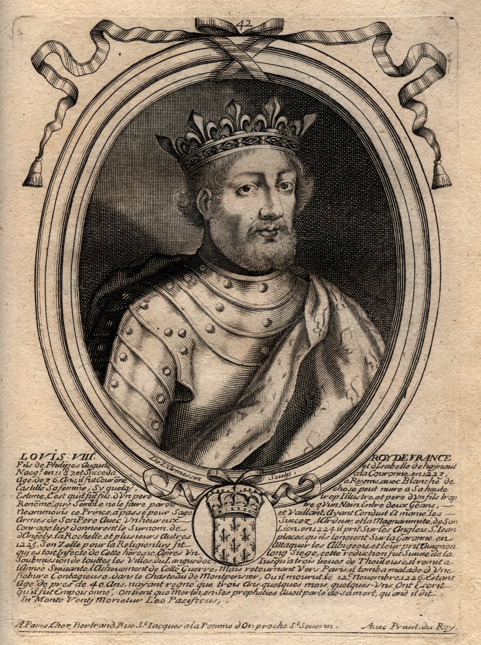 Portret Ludwika VIII (1187 - 1226), Król Francji - Ludwik VIII (1187-1226) Król Francji - grawer z 