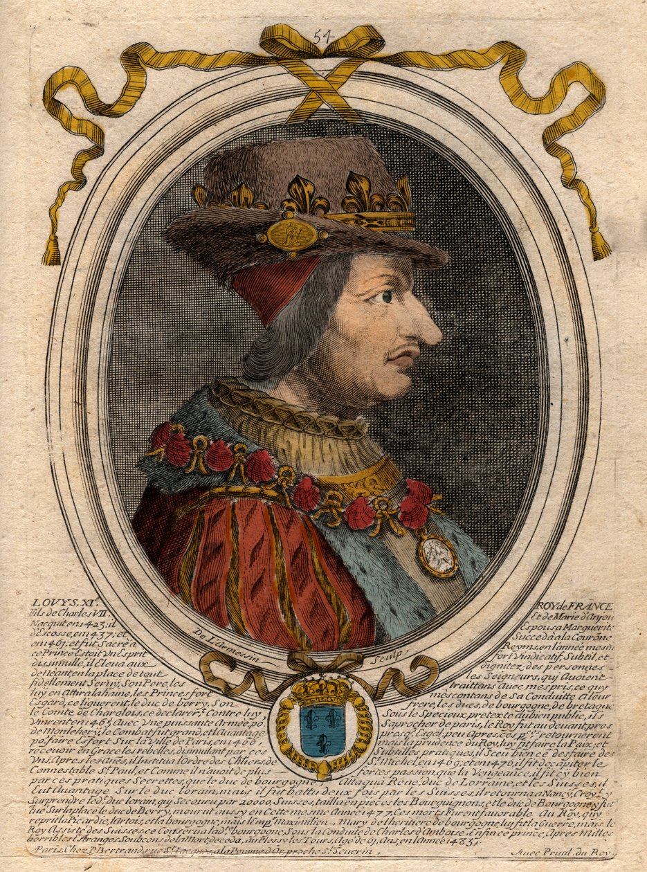 Portret Ludwika XI (1423-1483), Król Francji - Portret Ludwika XI (1423-1483), Król Francji - grawer z 