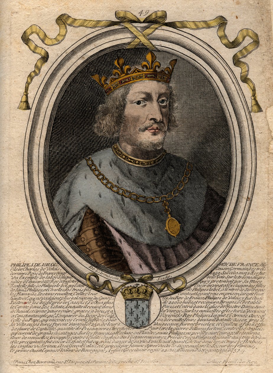 Portret Filipa VI Walezego (1293-1350), Króla Francji - Filipa VI Walezego (1293-1350) Króla Francji - grawerowanie z 