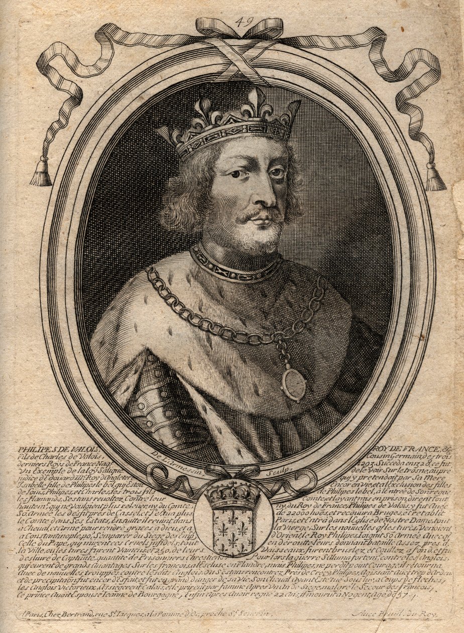 Portret Filipa VI Walezego (1294 - 1350), Króla Francji - Filipa VI Walezego (1293-1350) Króla Francji - grawerowanie z 