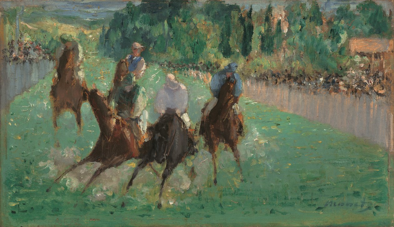 Na wyścigach, ok. 1875 (olej na drewnie) autorstwa Édouard Manet