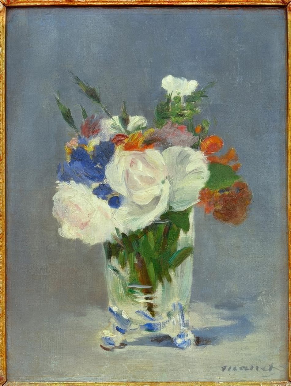 Kwiaty w kryształowym wazonie autorstwa Édouard Manet