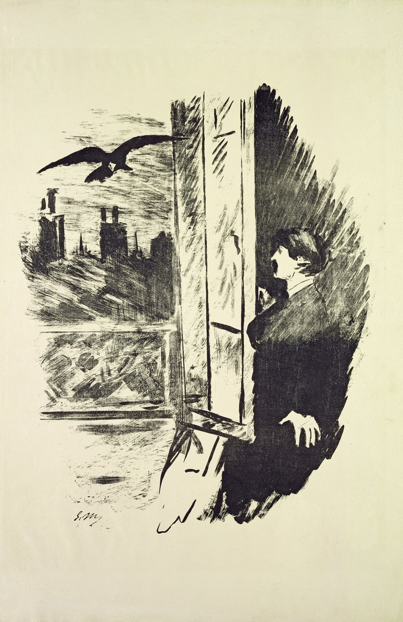 Ilustracja do „Kruka”, Edgar Allen Poe, 1875 autorstwa Édouard Manet
