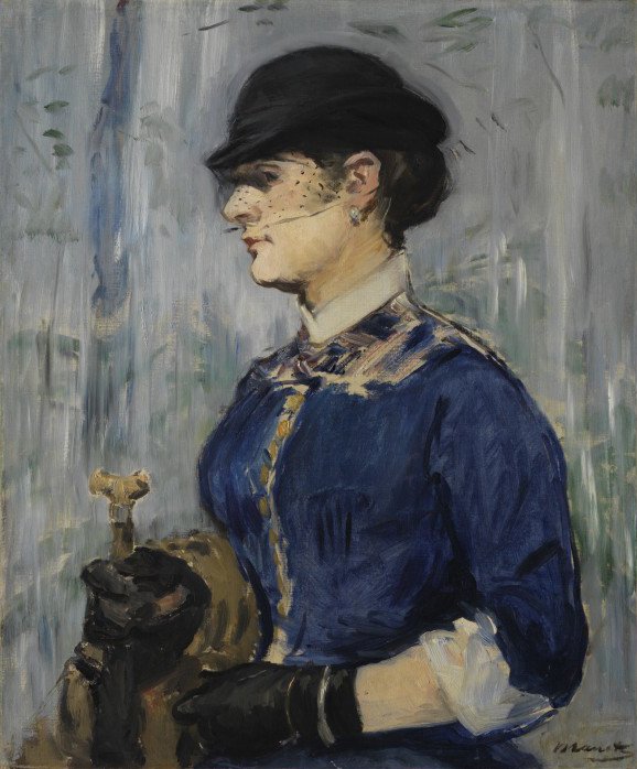 Młoda kobieta w okrągłym kapeluszu autorstwa Édouard Manet