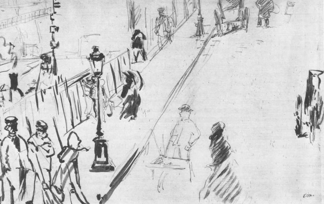 Rue Mosnier ze światłem gazowym autorstwa Édouard Manet