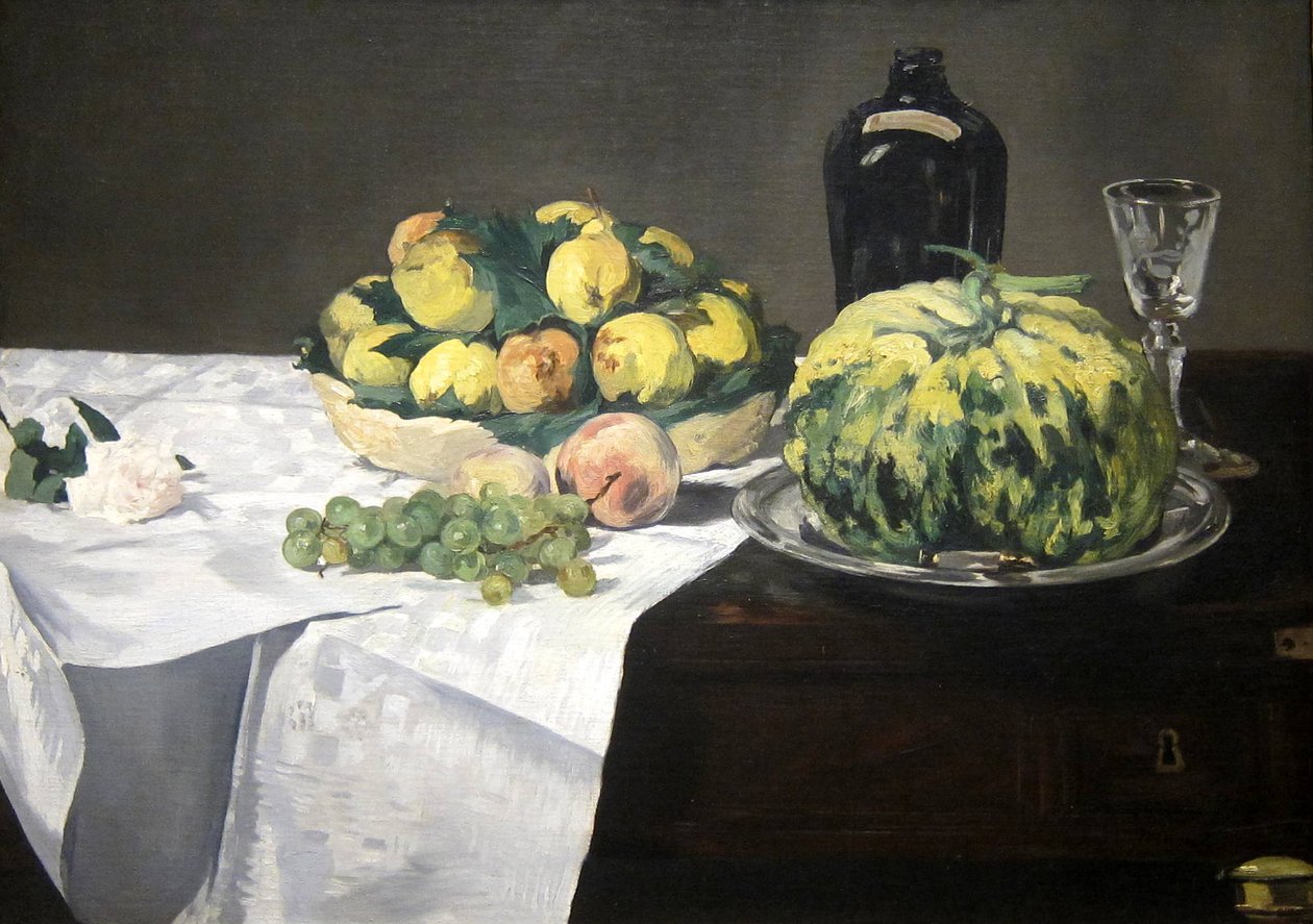 Martwa natura z melonem i brzoskwiniami autorstwa Édouard Manet