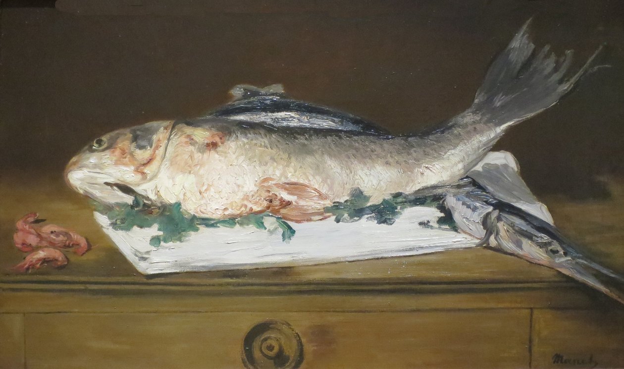 Martwa natura, Łosoś, Szczupak i Krewetki autorstwa Édouard Manet