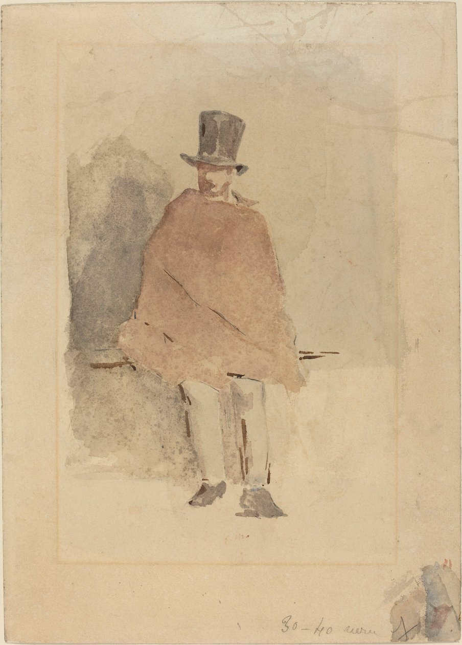 Mężczyzna w wysokim kapeluszu autorstwa Édouard Manet