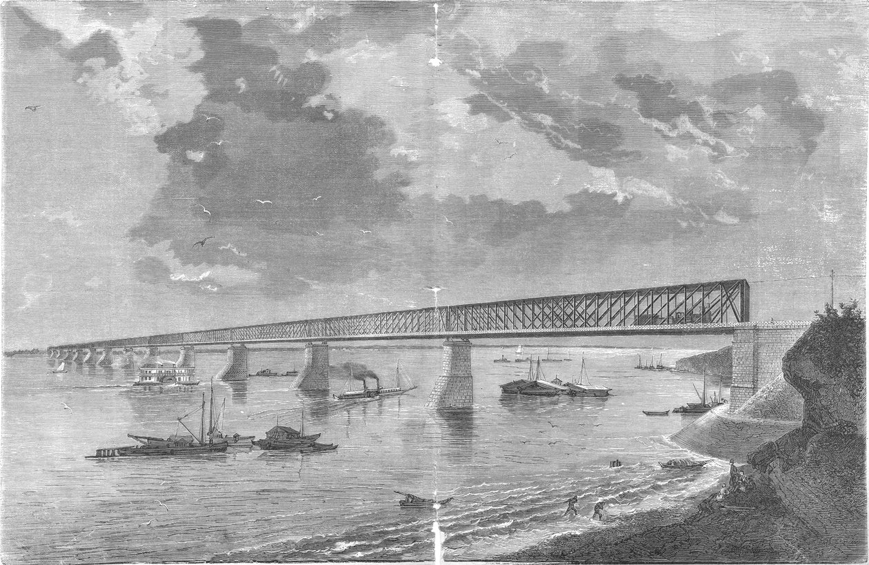 Most Syzranskiy (Most Aleksandrowski) po otwarciu w 1880 r. autorstwa engraving by M. Rashevskiy Photo by N. Karazin