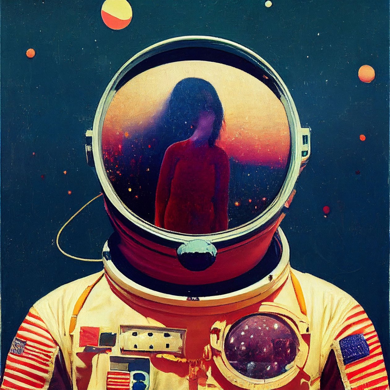 Abstrakcyjne malowanie astronautów w kosmosie, sztuka ścienna | Obrazy na płótnie autorstwa F. Abderrahim