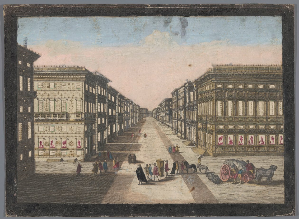 Gezicht op de Strada Nuova te Genua Widok na Stradę Nuova autorstwa familie Remondini (attributed to)