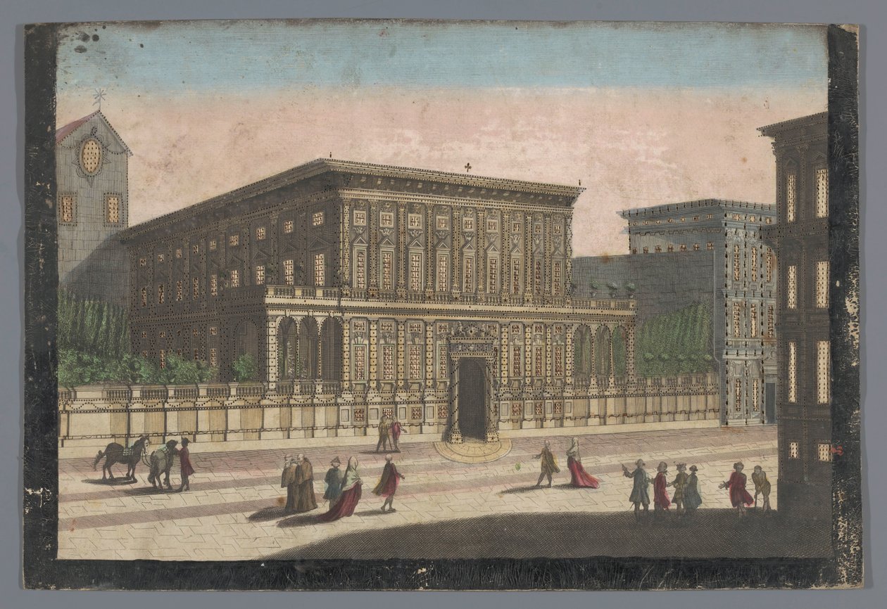 Gezicht op het Palazzo Doria-Tursi te Genua Widok na Palazzo del Duca d