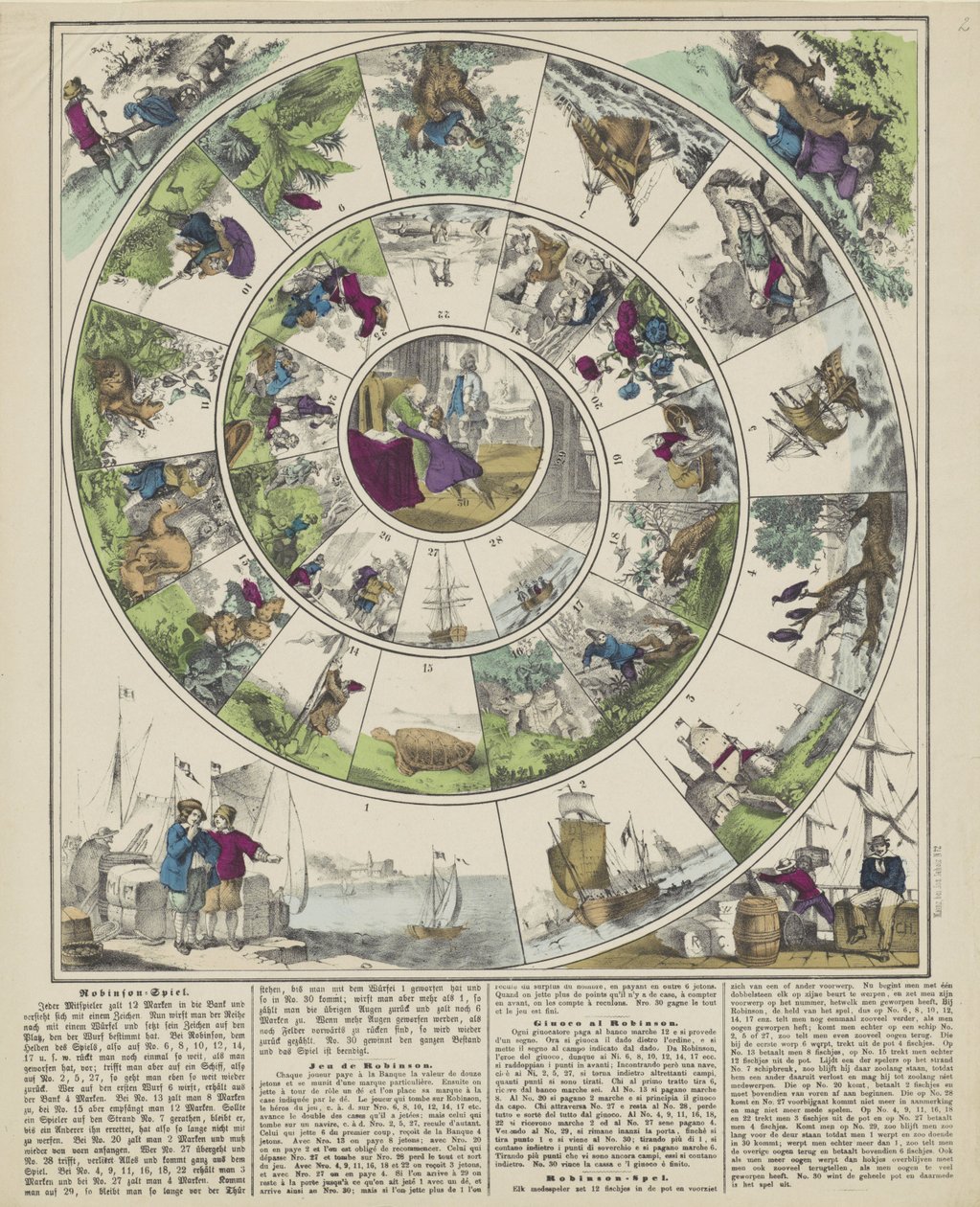 Robinson-Spiel / Jeu de Robinson / Giuoco al Robinson / Robinson-spel (tytuł na obiekcie) autorstwa firma Joseph Scholz