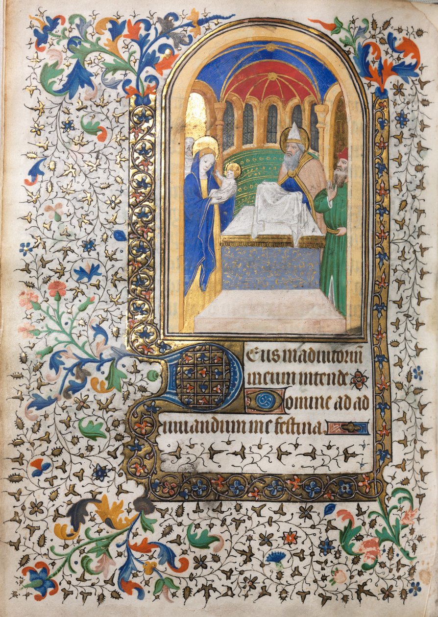 Book of Hours (Użycie Paryża): Prezentacja w świątyni autorstwa follower of Boucicaut Master