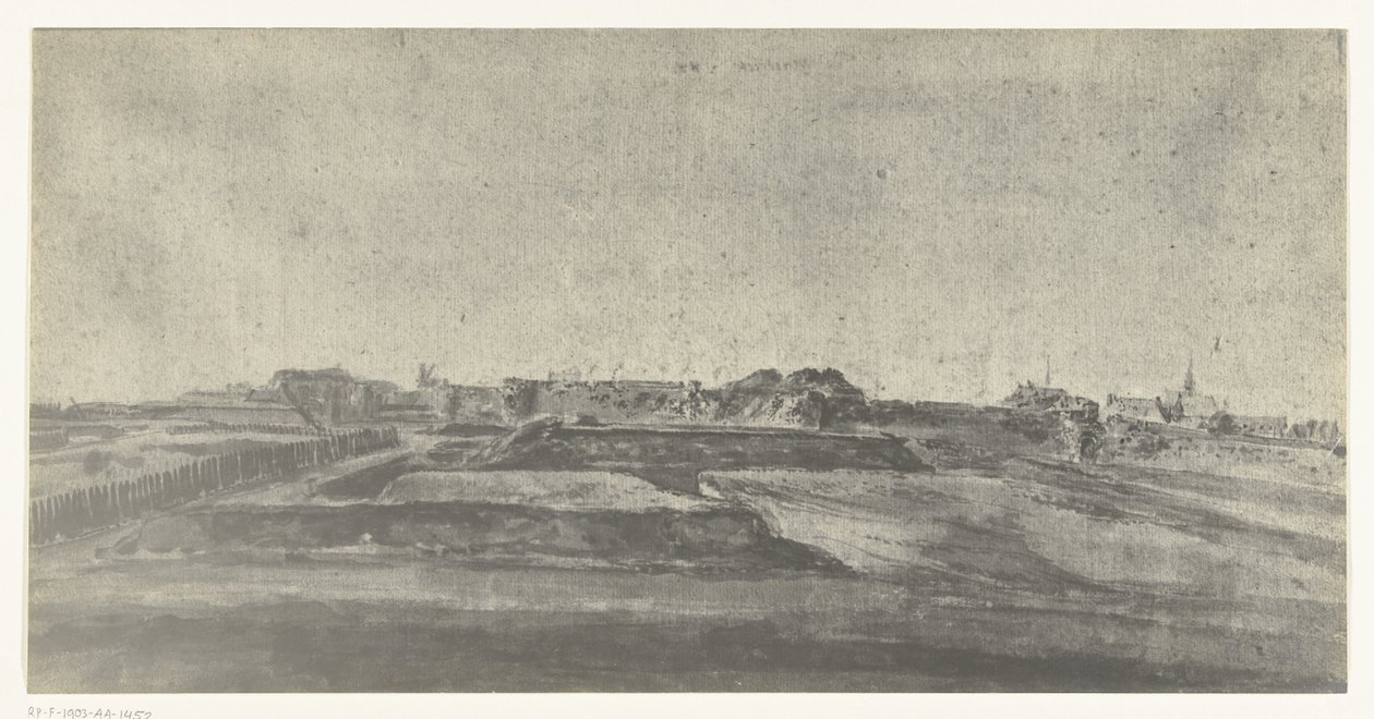 Widok Maastricht, 1672 Zdjęcia rysunków z najazdu francuskiego na Holandię w 1672 roku autorstwa Adama Fransa van der Meulena zachowanych w Manufacture des Gobelins (tytuł serii) autorstwa frères Moreau