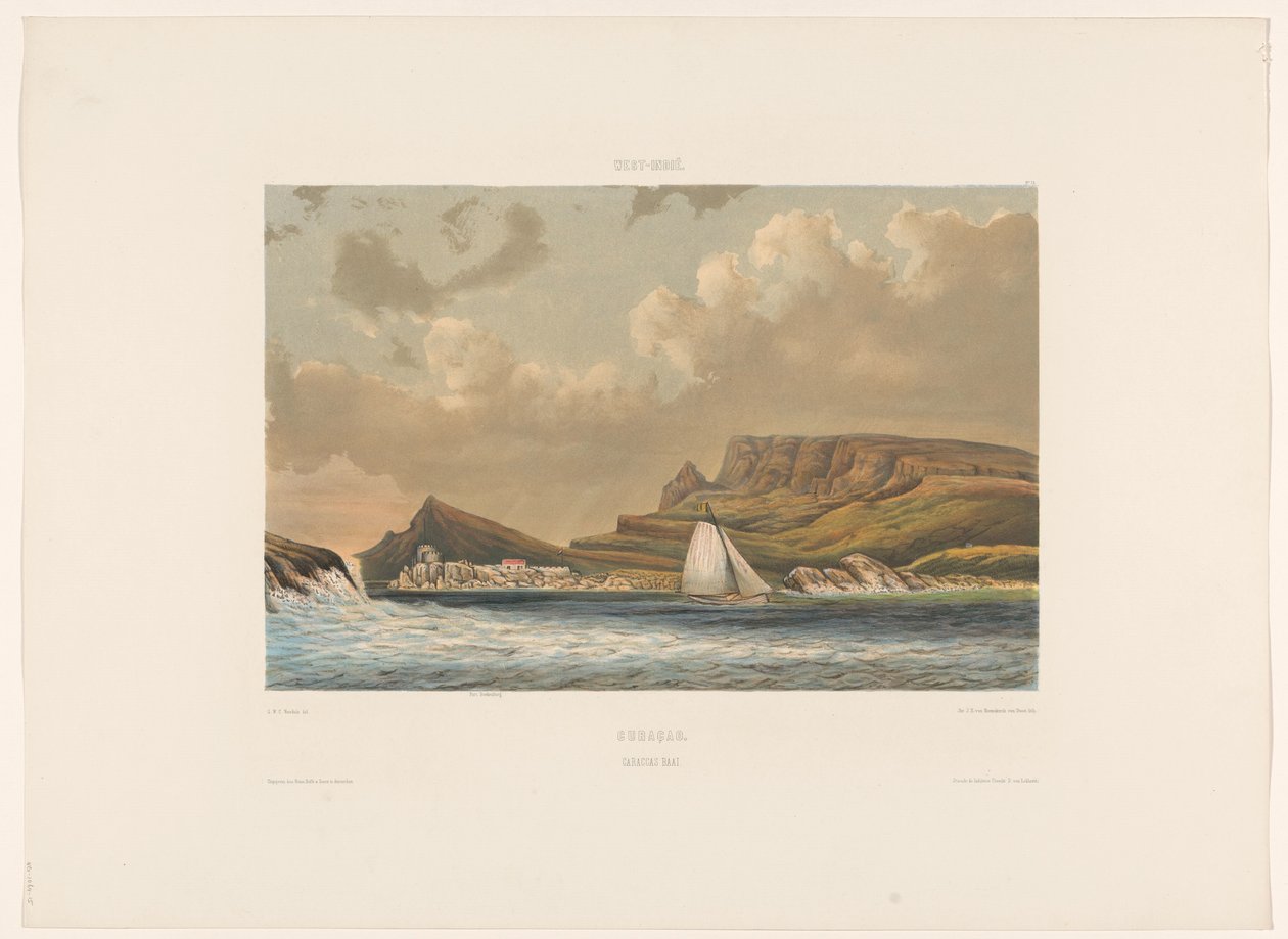 Caracasbaai Curaçao. Caraccas Baai (tytuł na obiekcie) autorstwa jonkheer Jacob Eduard van Heemskerck
